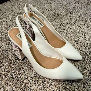 Steven madden White Slingback with Snakeskin block heel - size 6